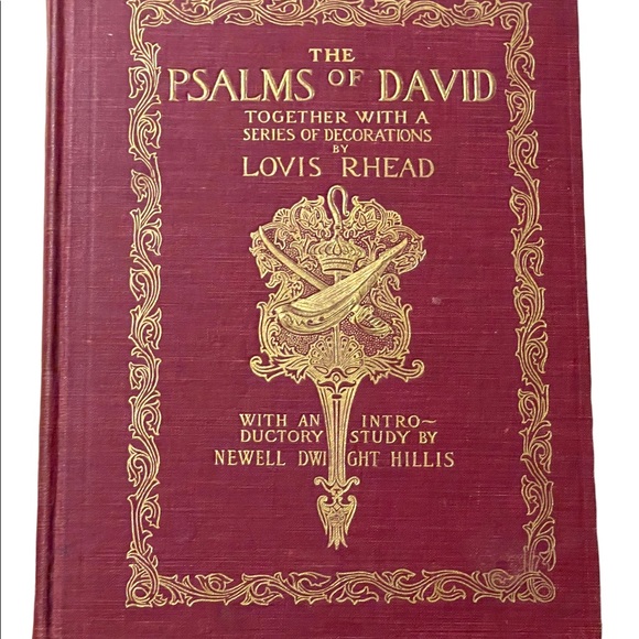 Antique 1900 Red Cloth The Psalms Of David Lovis Rhead gold letter Book HC - Picture 2 of 15